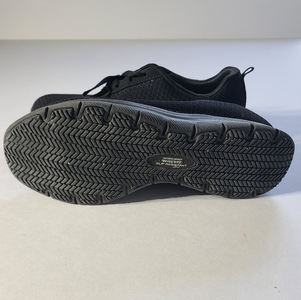 Skechers Work Wide Fit Slip Resistant Black Sneakers - Picture 2 of 10